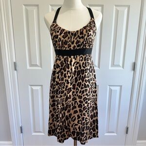 INC Halter Silk Animal Print Cris Cross Mini Dress Open Back Ruched Cocktail 2